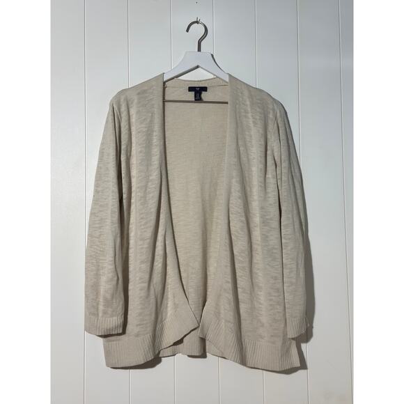 Gap Oatmeal Heather Cardigan Open Front Slub Knit Lightweight Layering Top XL - Picture 1 of 7